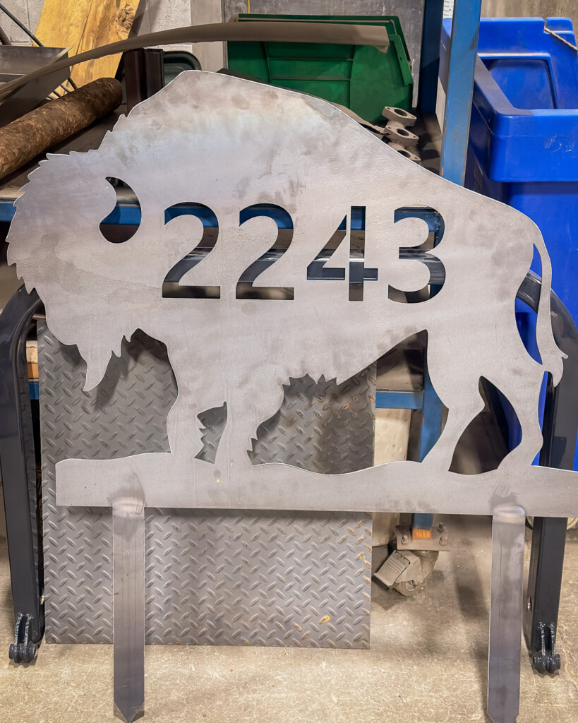 Steel Buffalo Home Number Sign