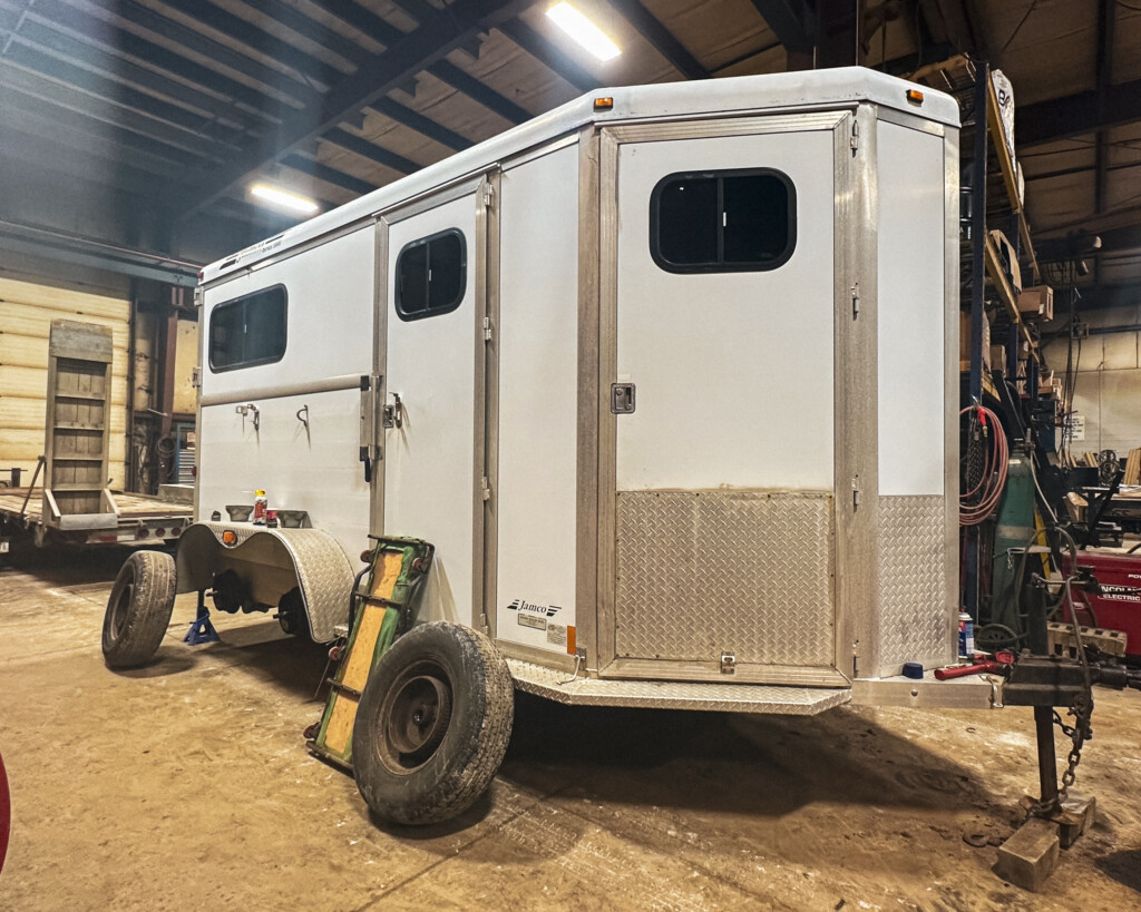 A fully serviced livestock trailer getting a NYS Inspection at General Welding & Fabricating in Elma, NY.