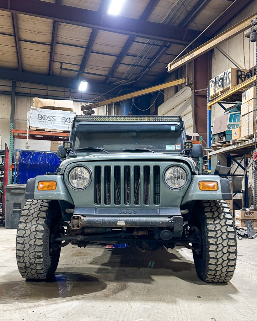 Jeep Wrangler in fir a frame repair in Elma, NY