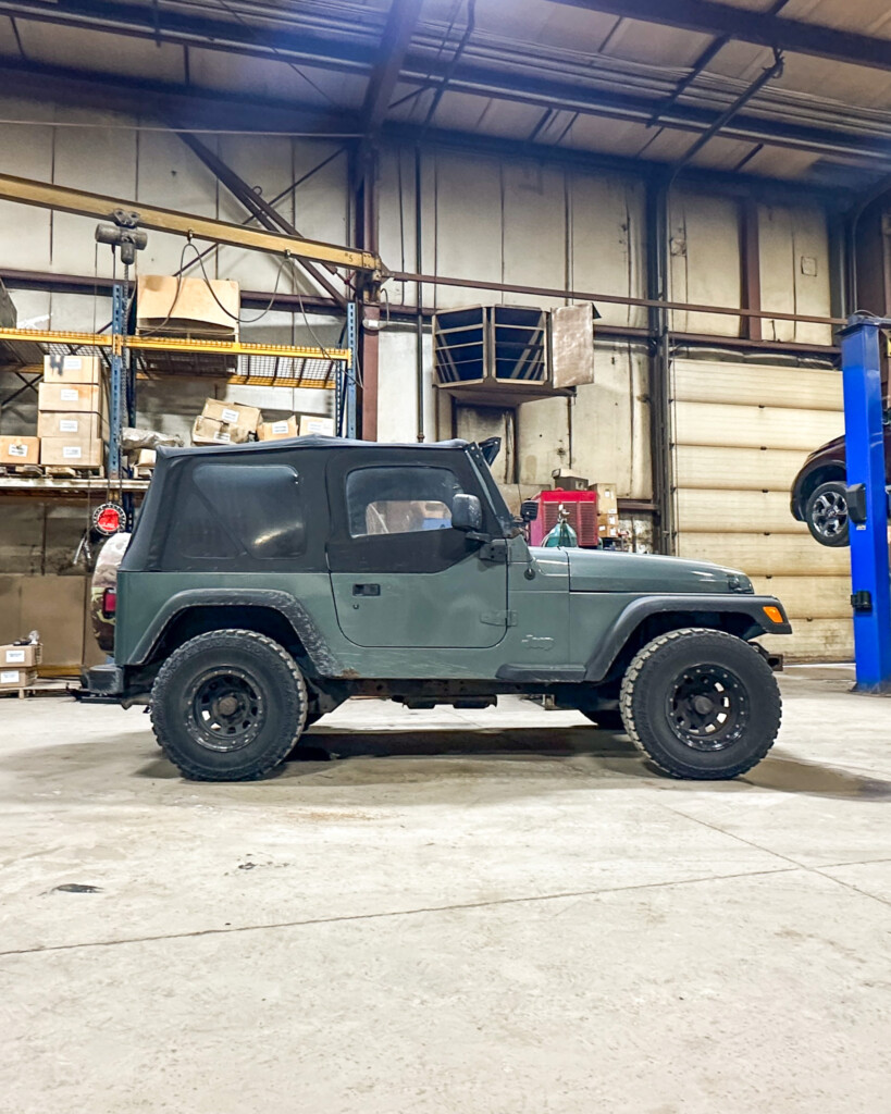 Jeep Wrangler in fir a frame repair in Elma, NY