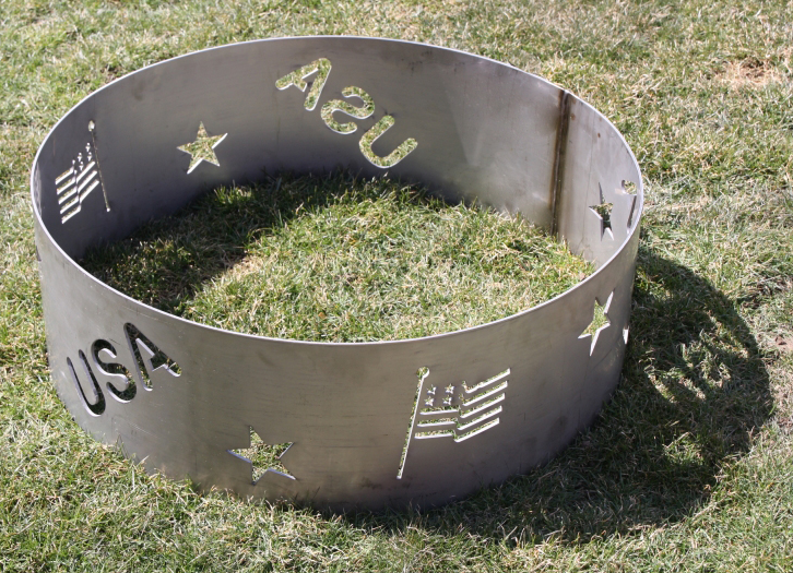 Stainless Steel Fire Ring with USA & Flag design