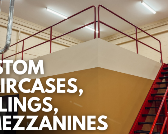 Throwback Project: Custom Red Steel Staircase, Railing & Mezzanine for a Local Fire Company